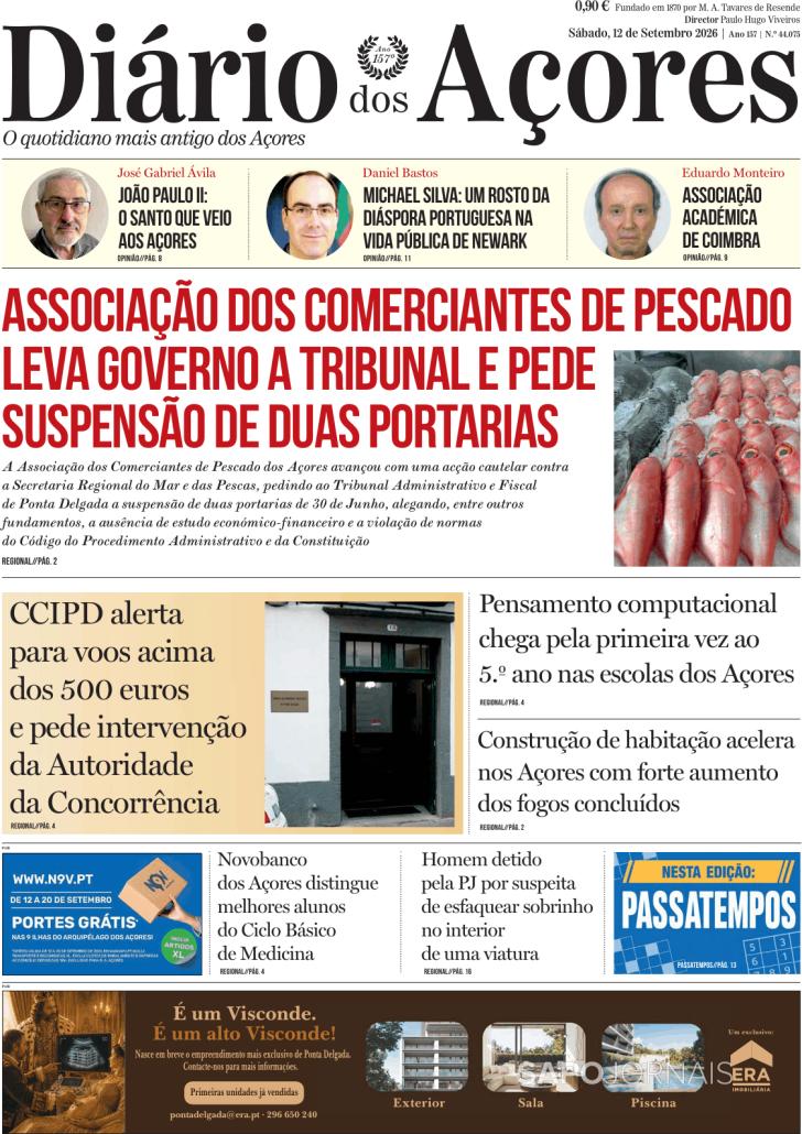 Capa Di�rio dos A�ores - 2026-09-12