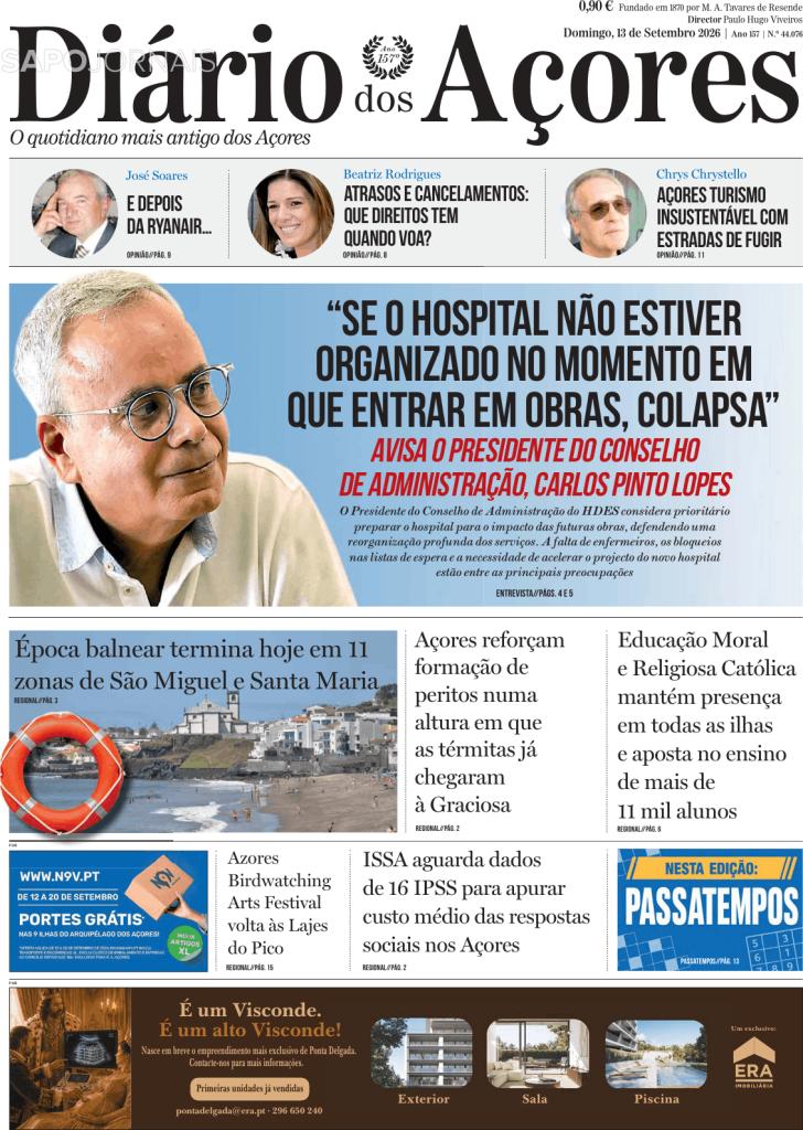 Capa Di�rio dos A�ores - 2026-09-13