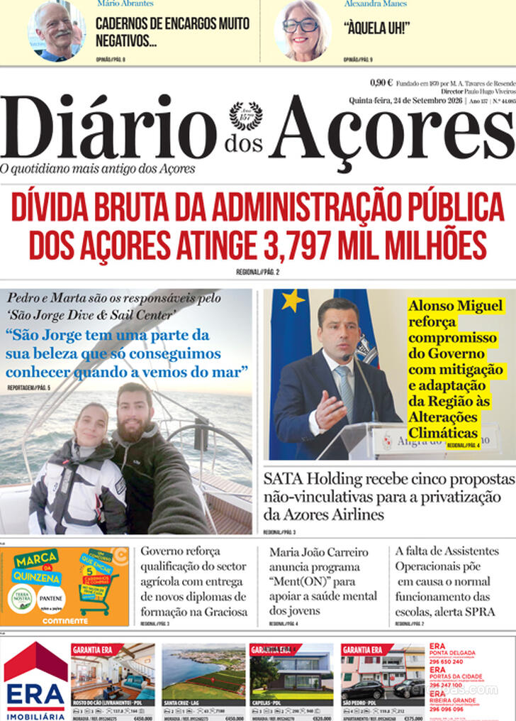 Capa Di�rio dos A�ores - 2026-09-24