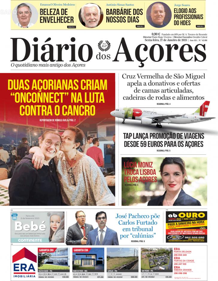 Capa Diário Dos Açores De 2023 01 27 9026