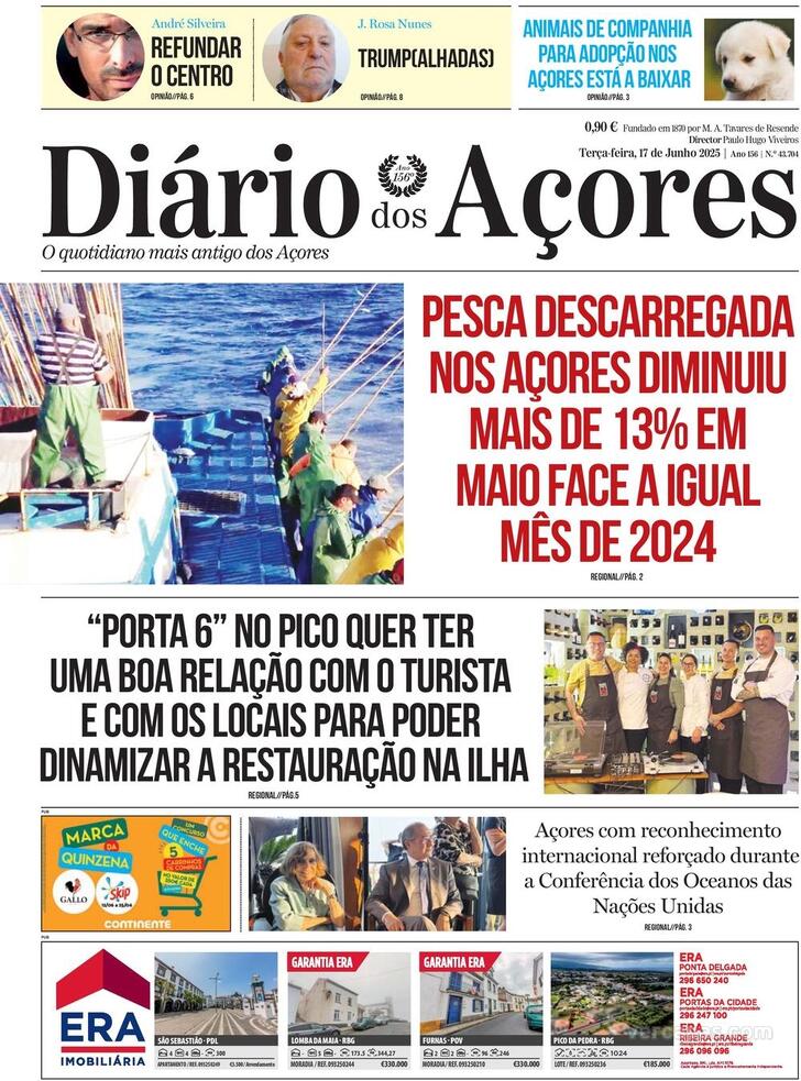 Capa Dirio dos Aores - 2025-06-17
