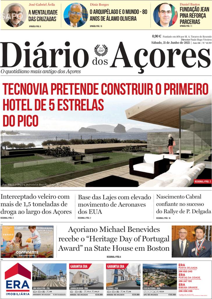 Capa Dirio dos Aores - 2025-06-21
