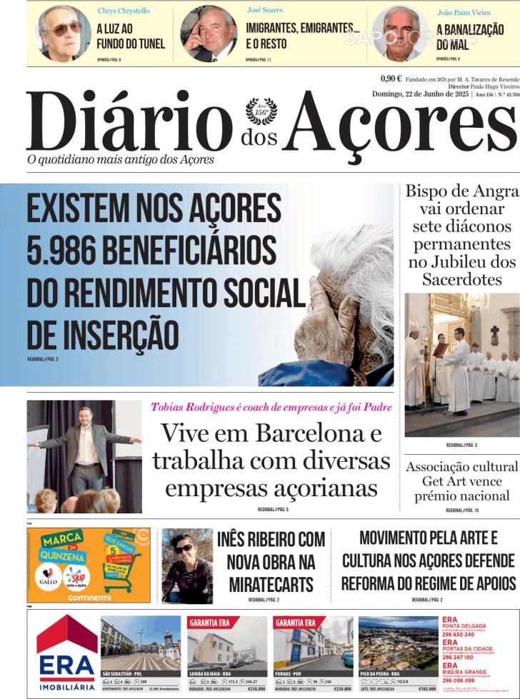 Capa Dirio dos Aores - 2025-06-22