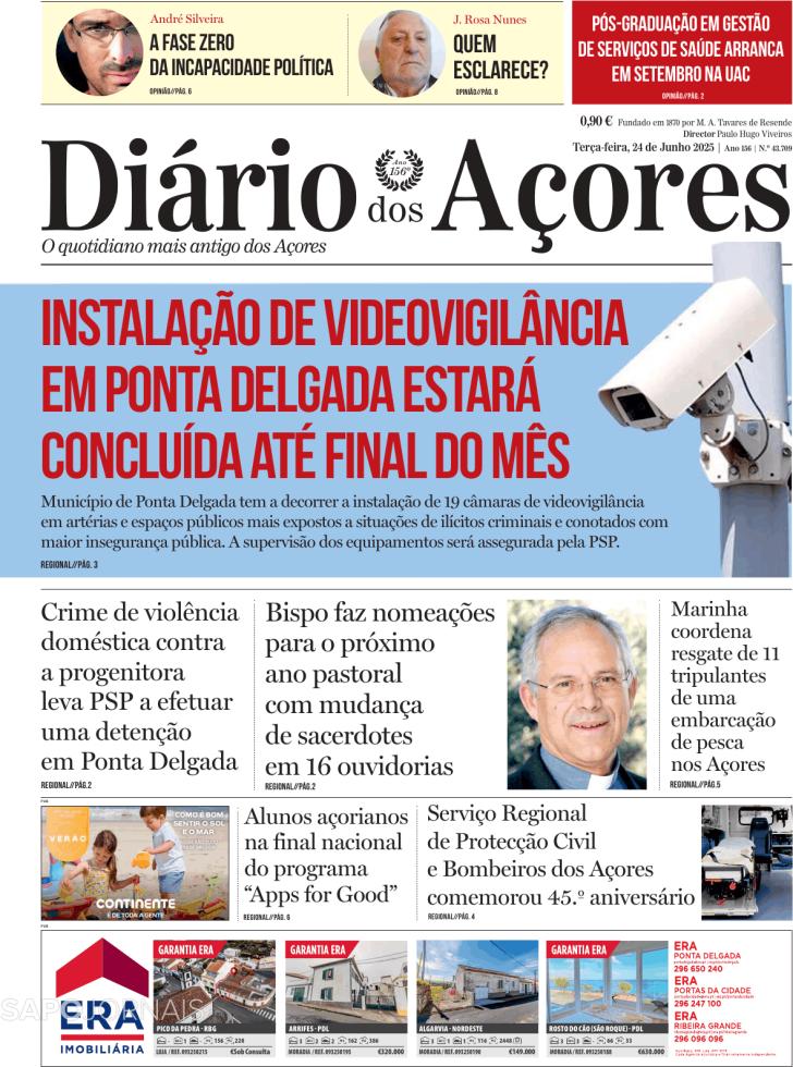 Capa Dirio dos Aores - 2025-06-24