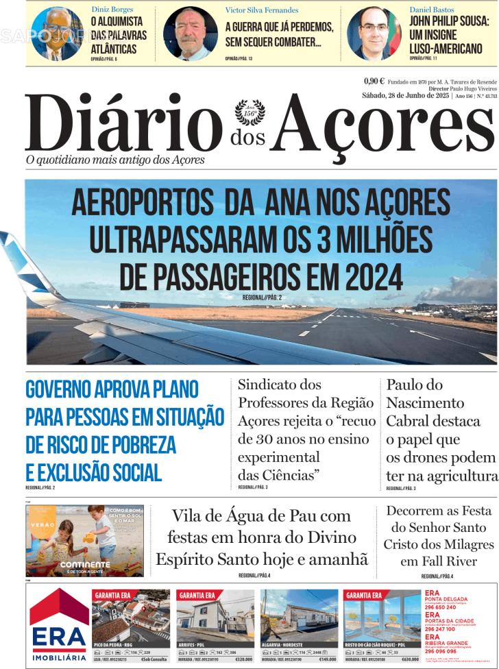 Capa Dirio dos Aores - 2025-06-28