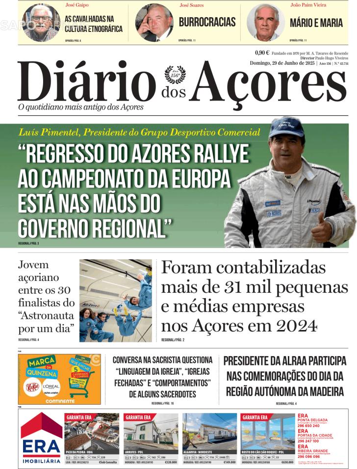 Capa Dirio dos Aores - 2025-06-29