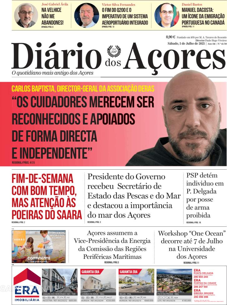 Capa Dirio dos Aores - 2025-07-05