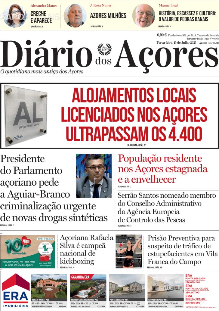 Capa Dirio dos Aores - 2025-07-15