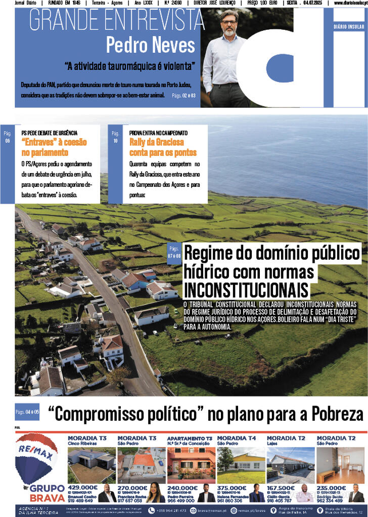 Capa Dirio Insular - 2025-07-04