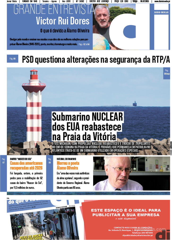 Capa Dirio Insular - 2025-07-08