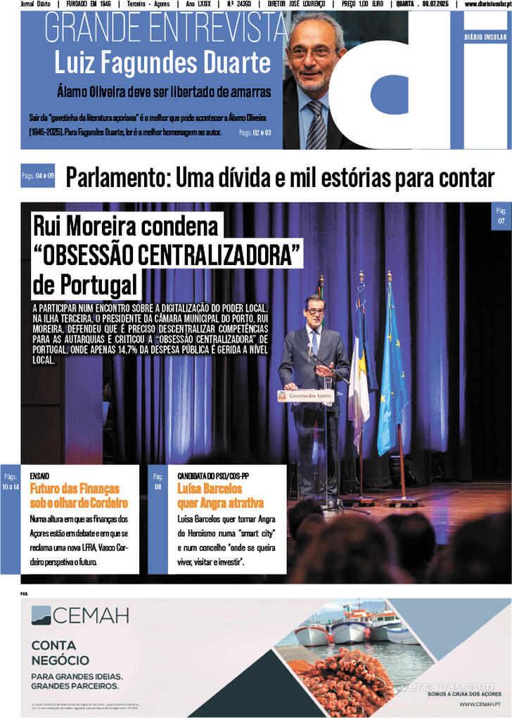 Capa Dirio Insular - 2025-07-09