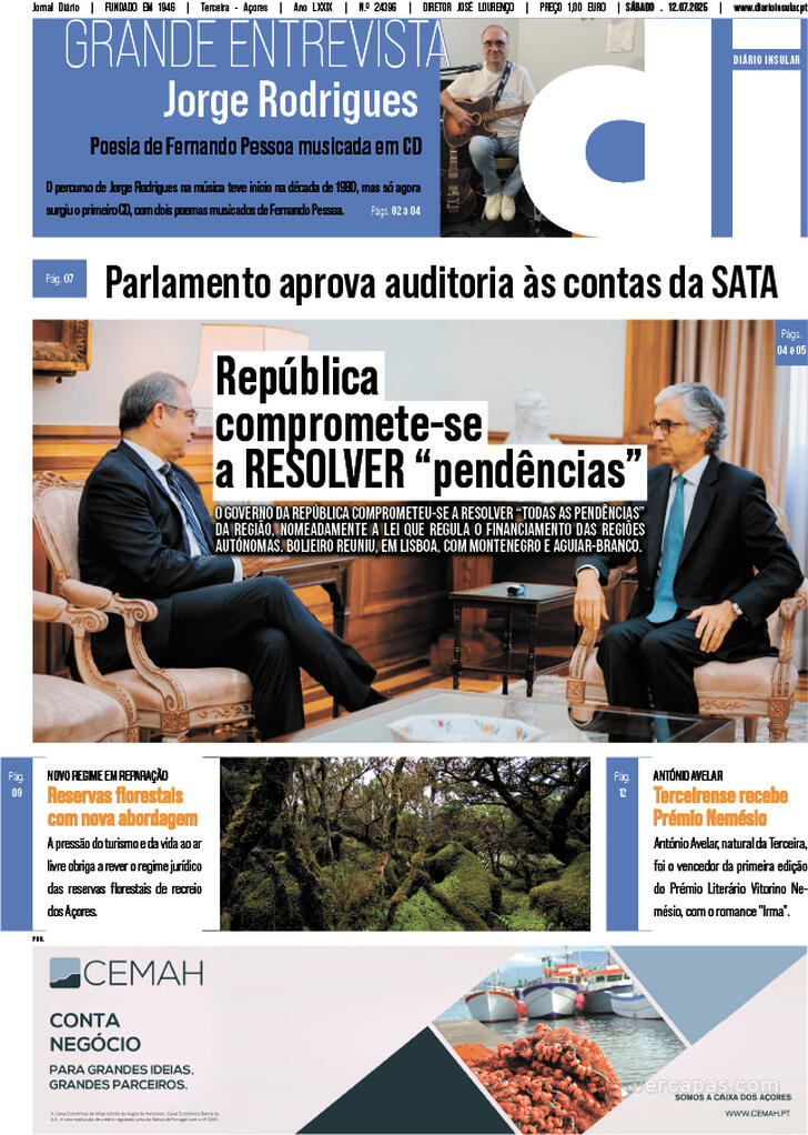 Capa Dirio Insular - 2025-07-12