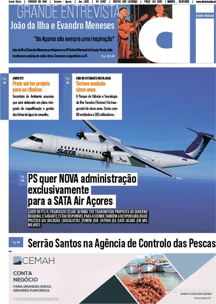 Capa Dirio Insular - 2025-07-16