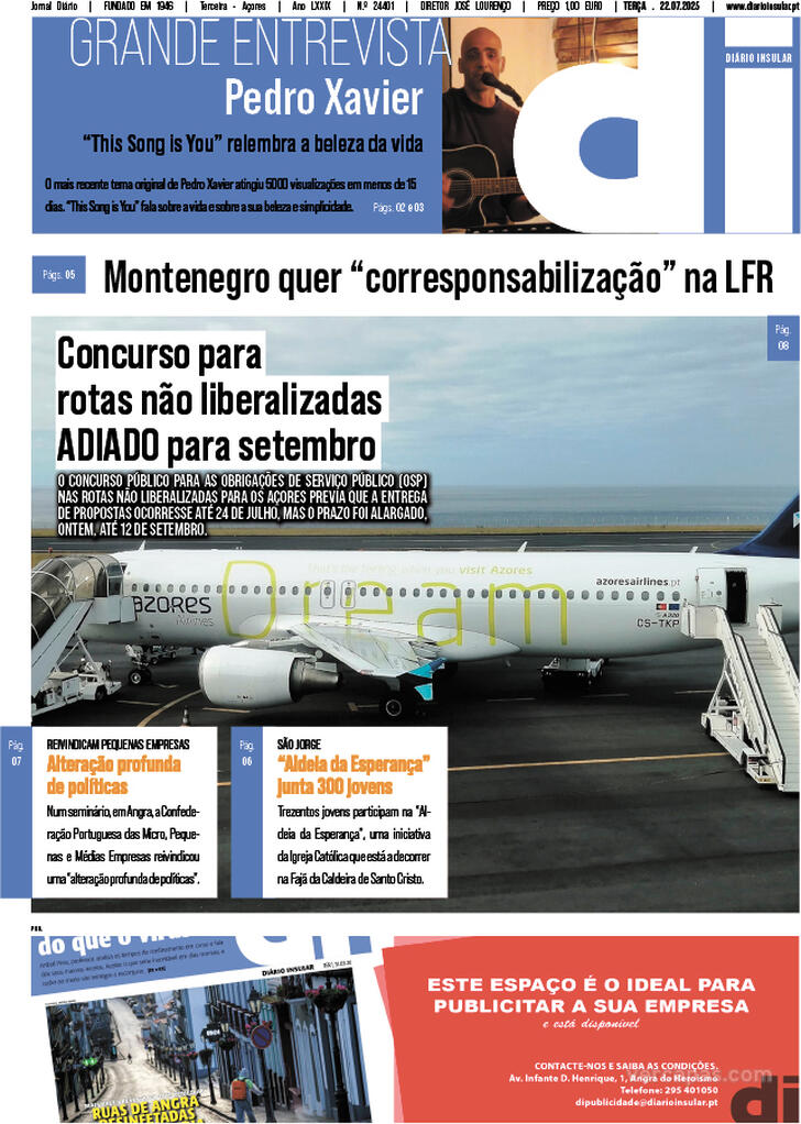 Capa Dirio Insular - 2025-07-22