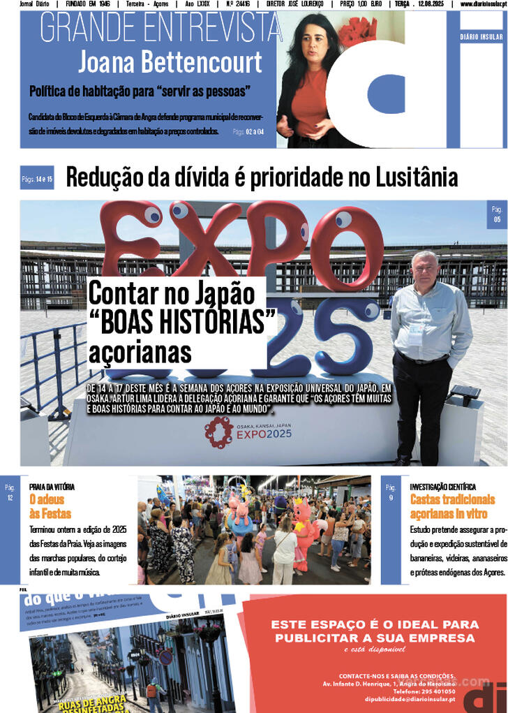 Capa Dirio Insular - 2025-08-12