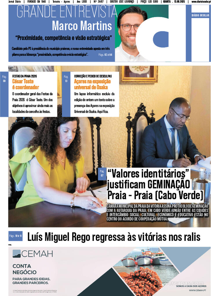 Capa Dirio Insular - 2025-08-13