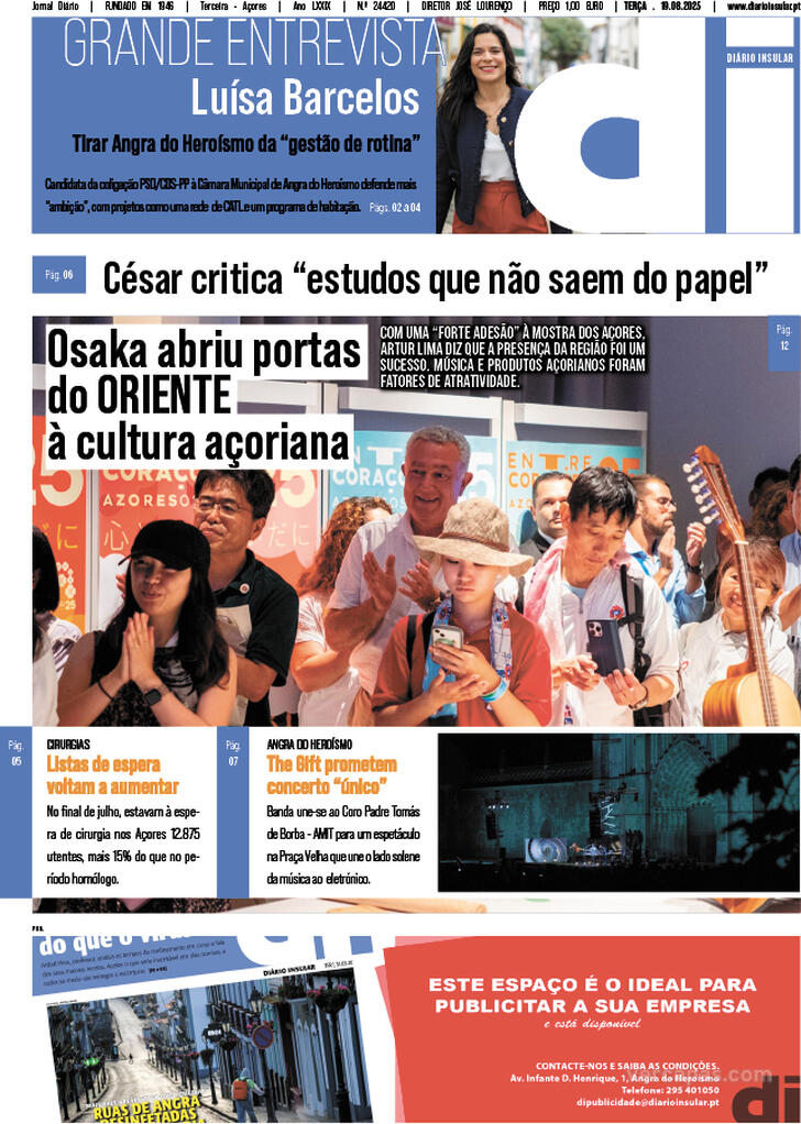 Capa Dirio Insular - 2025-08-19