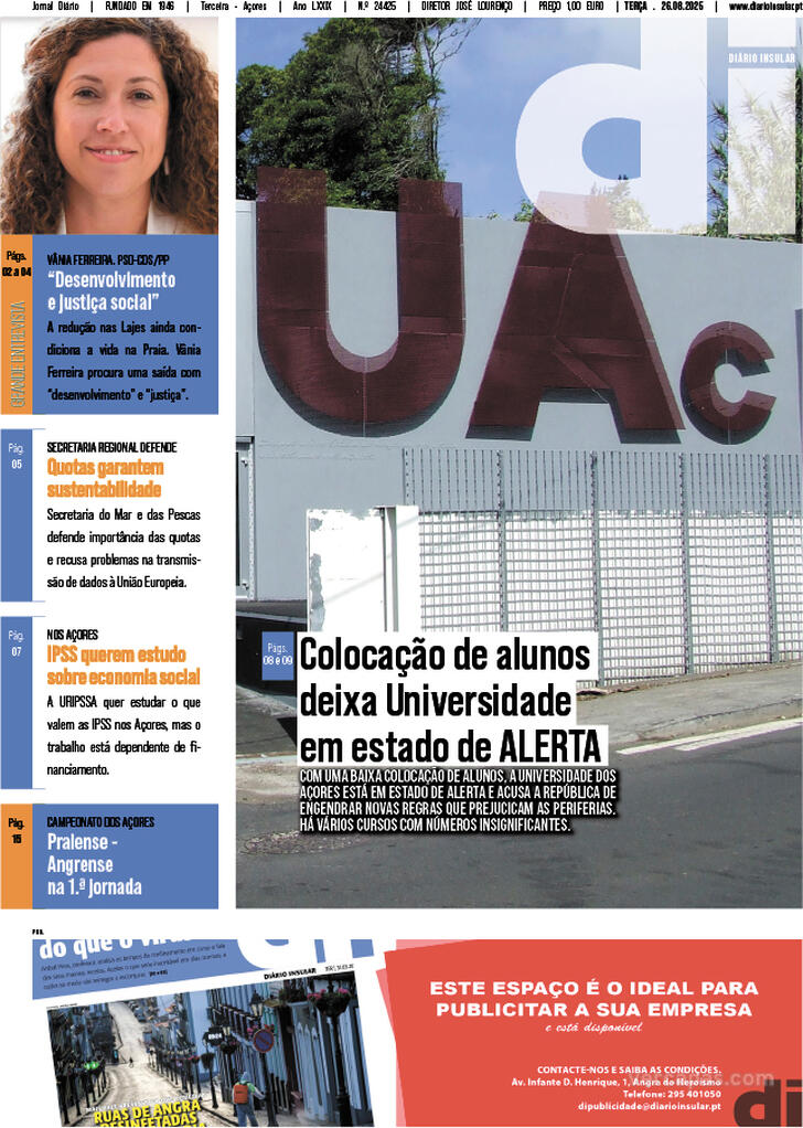 Capa Dirio Insular - 2025-08-26