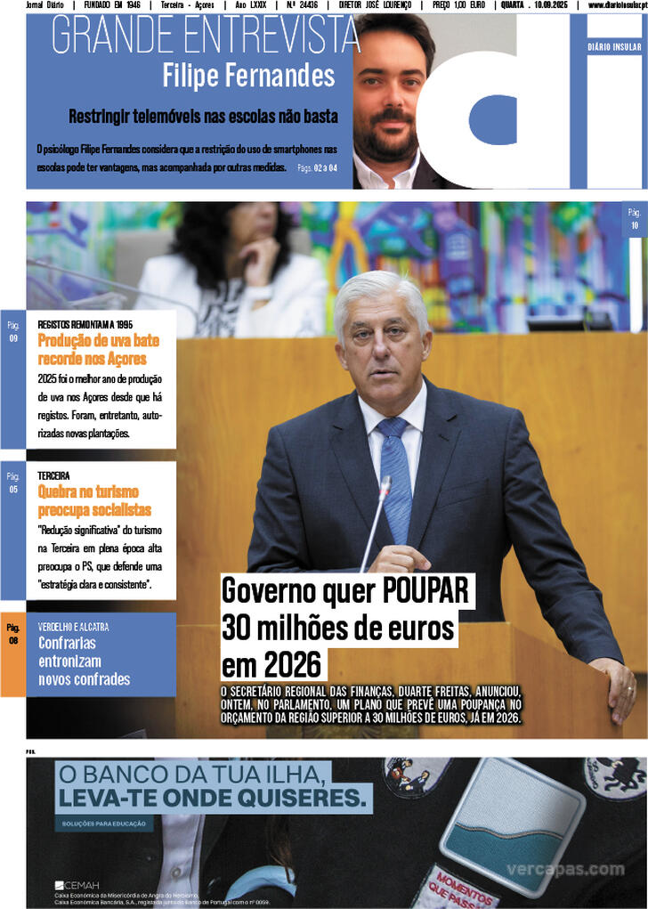 Capa Dirio Insular - 2025-09-10