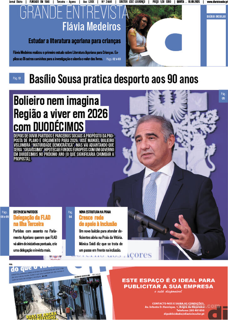 Capa Dirio Insular - 2025-09-18
