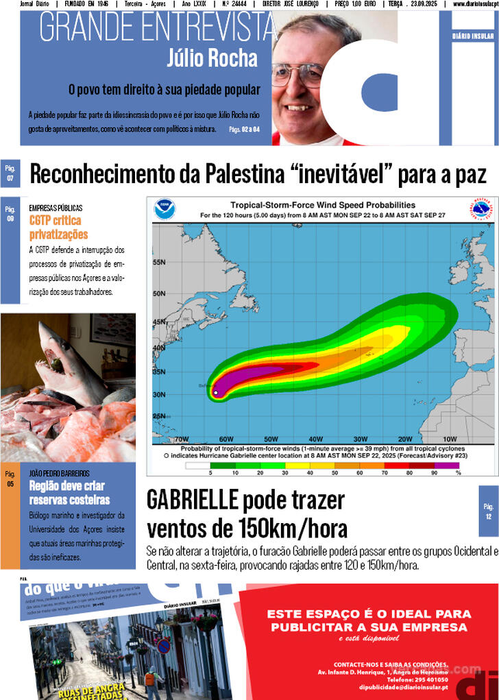 Capa Dirio Insular - 2025-09-23
