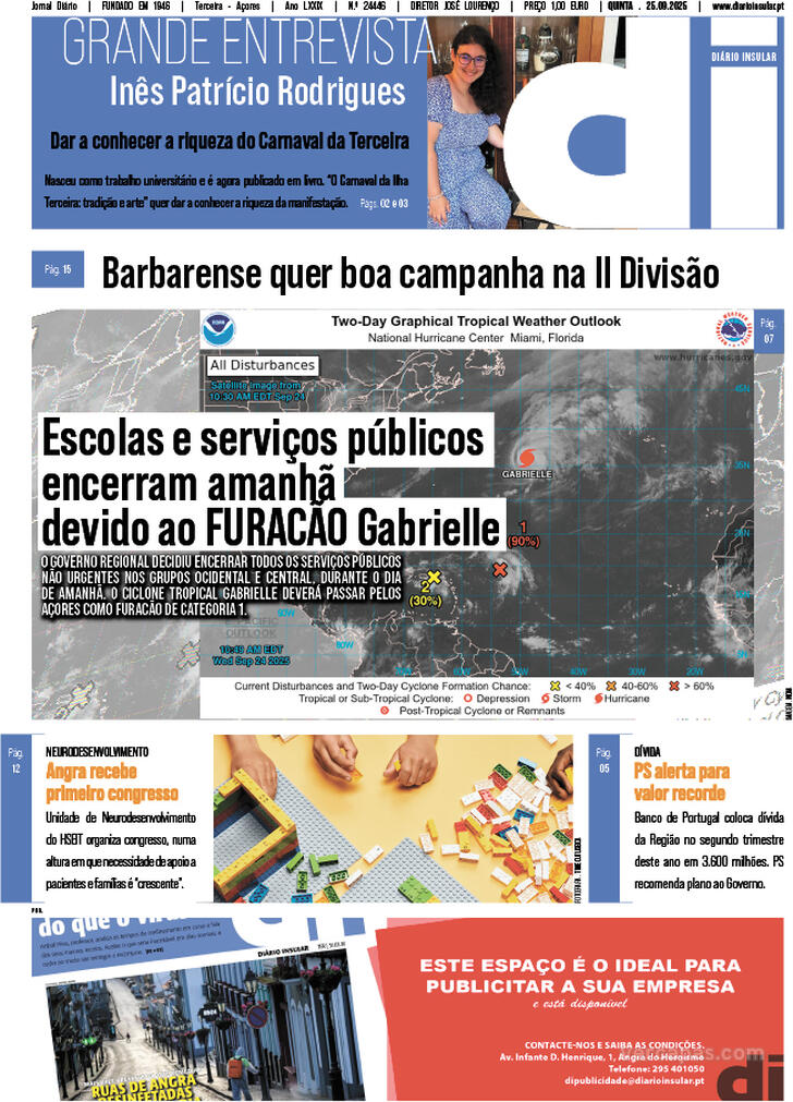 Capa Dirio Insular - 2025-09-25