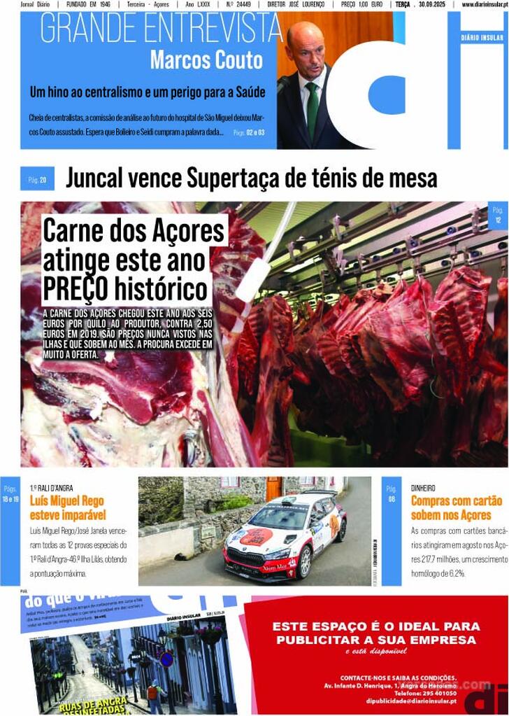 Capa Dirio Insular - 2025-09-30