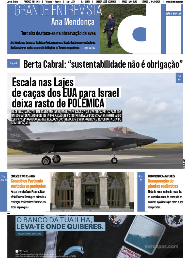 Capa Dirio Insular - 2025-10-04