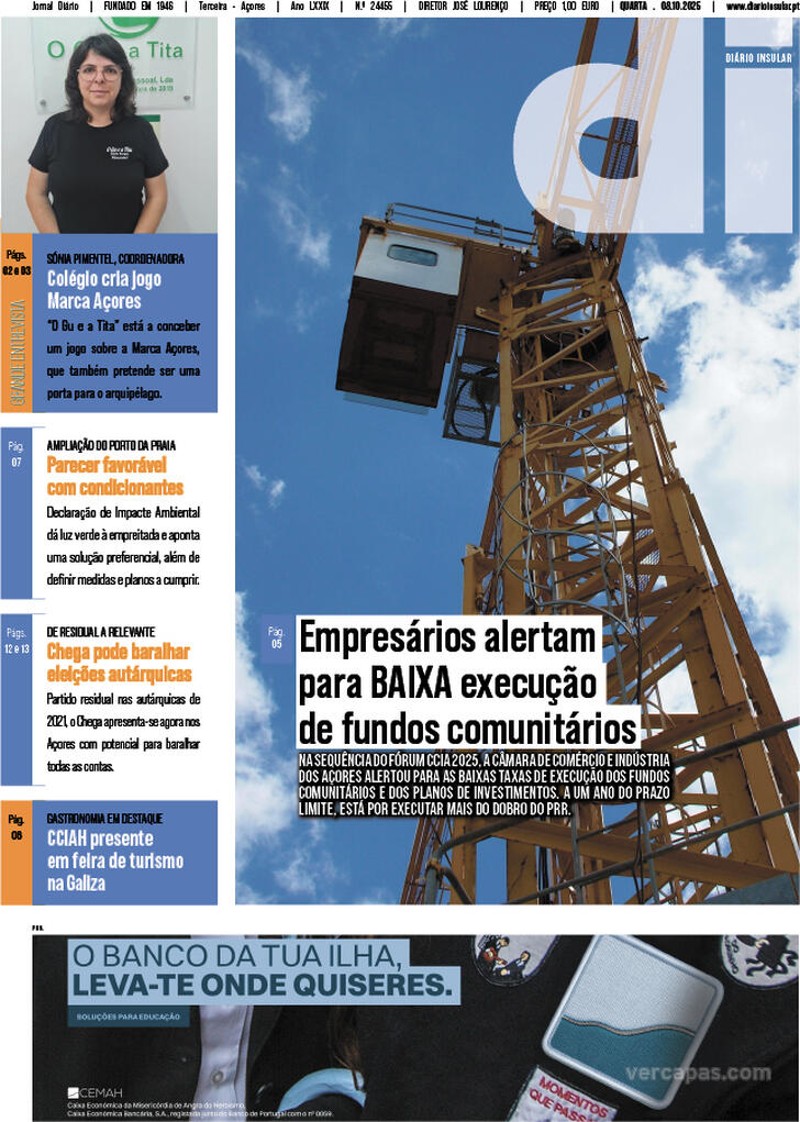 Capa Dirio Insular - 2025-10-08