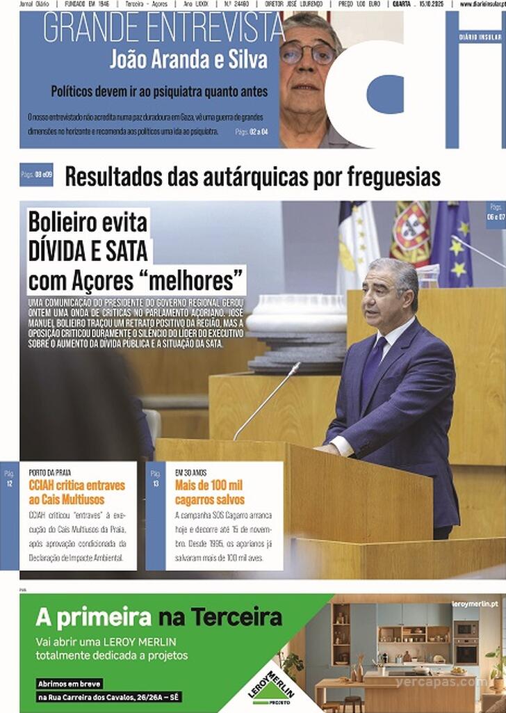 Capa Dirio Insular - 2025-10-15