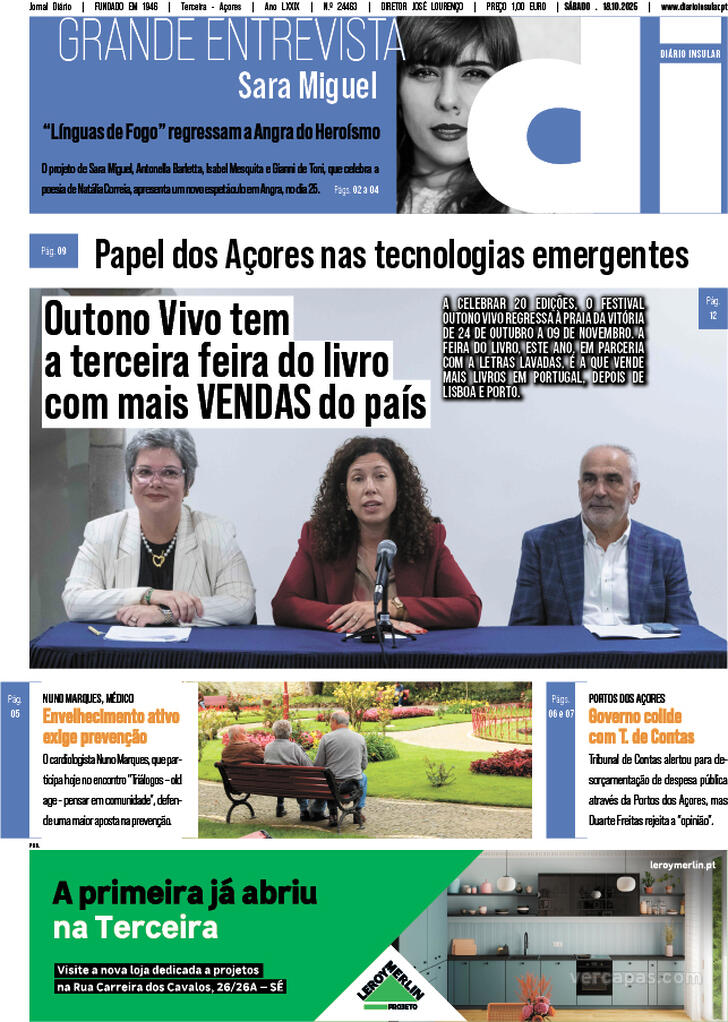 Capa Dirio Insular - 2025-10-18