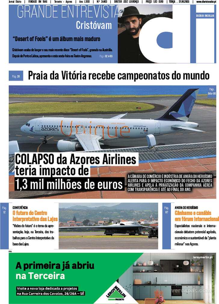 Capa Dirio Insular - 2025-10-21