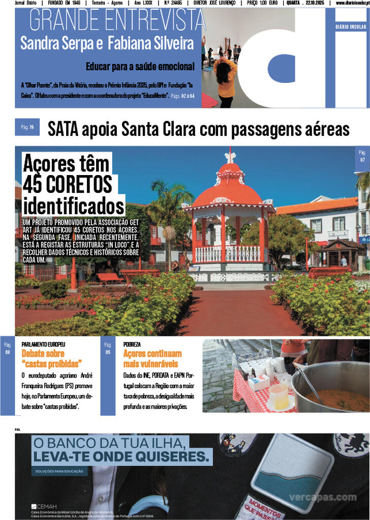 Capa Dirio Insular - 2025-10-22