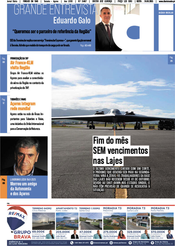 Capa Dirio Insular - 2025-10-24