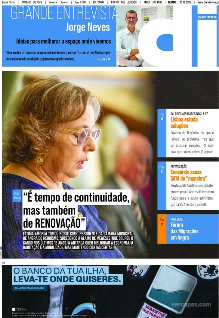 Capa Dirio Insular - 2025-10-25