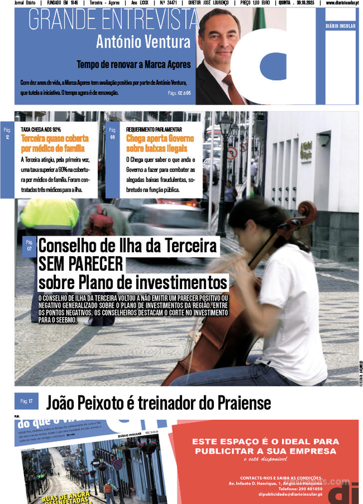 Capa Dirio Insular - 2025-10-30