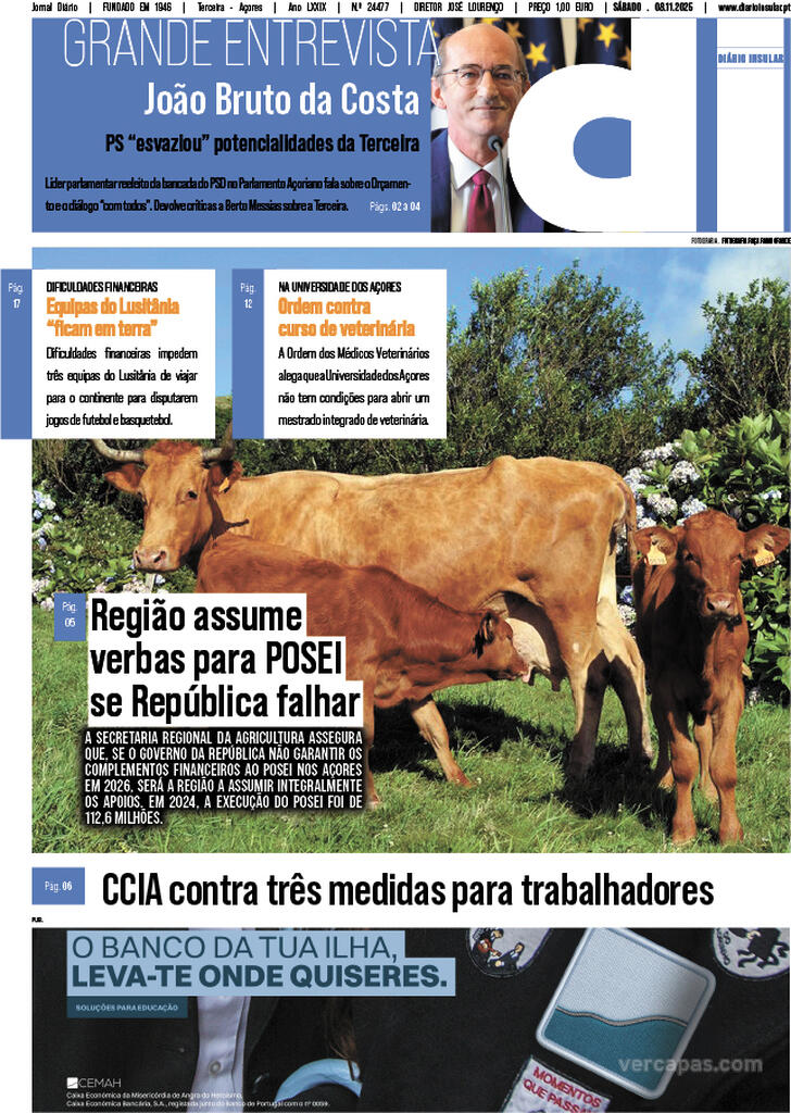 Capa Dirio Insular - 2025-11-08