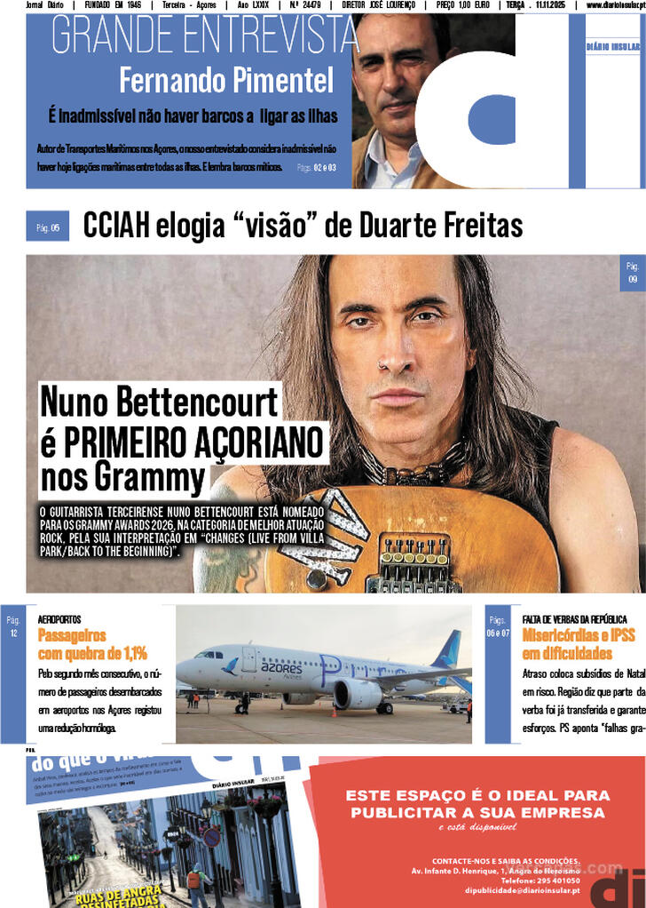 Capa Dirio Insular - 2025-11-11