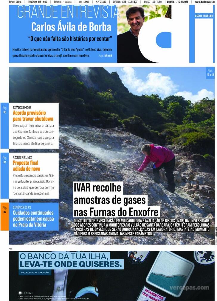 Capa Dirio Insular - 2025-11-12