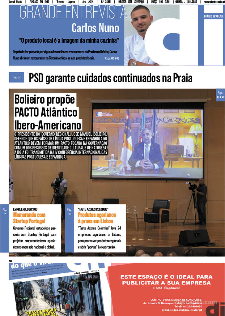 Capa Dirio Insular - 2025-11-13