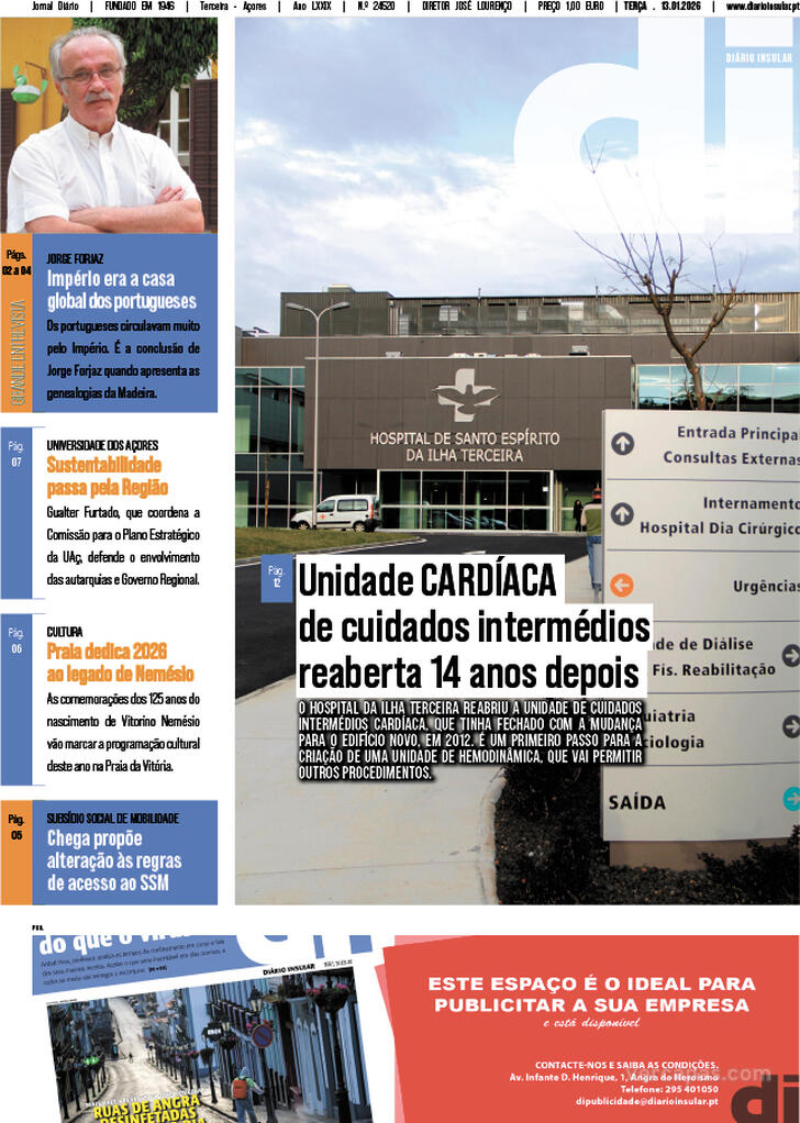 Capa Di�rio Insular - 2026-01-13