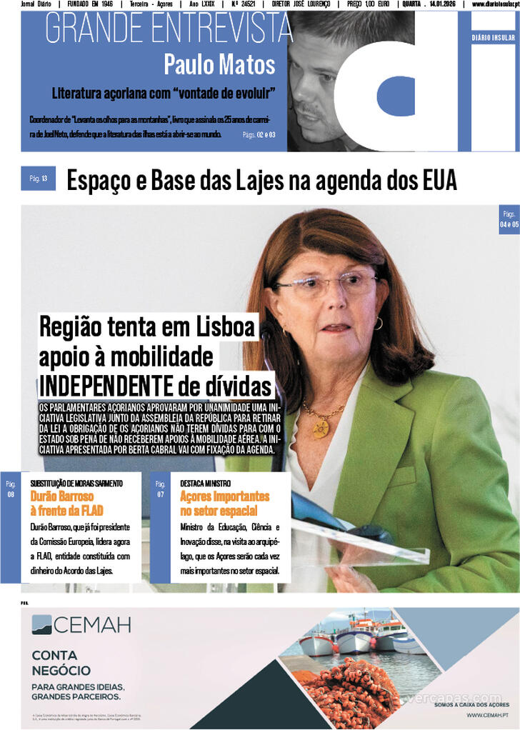Capa Di�rio Insular - 2026-01-14