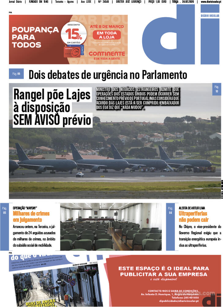 Capa Di�rio Insular - 2026-02-24
