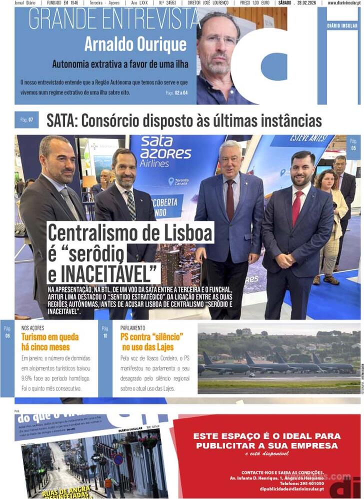 Capa Di�rio Insular - 2026-02-28