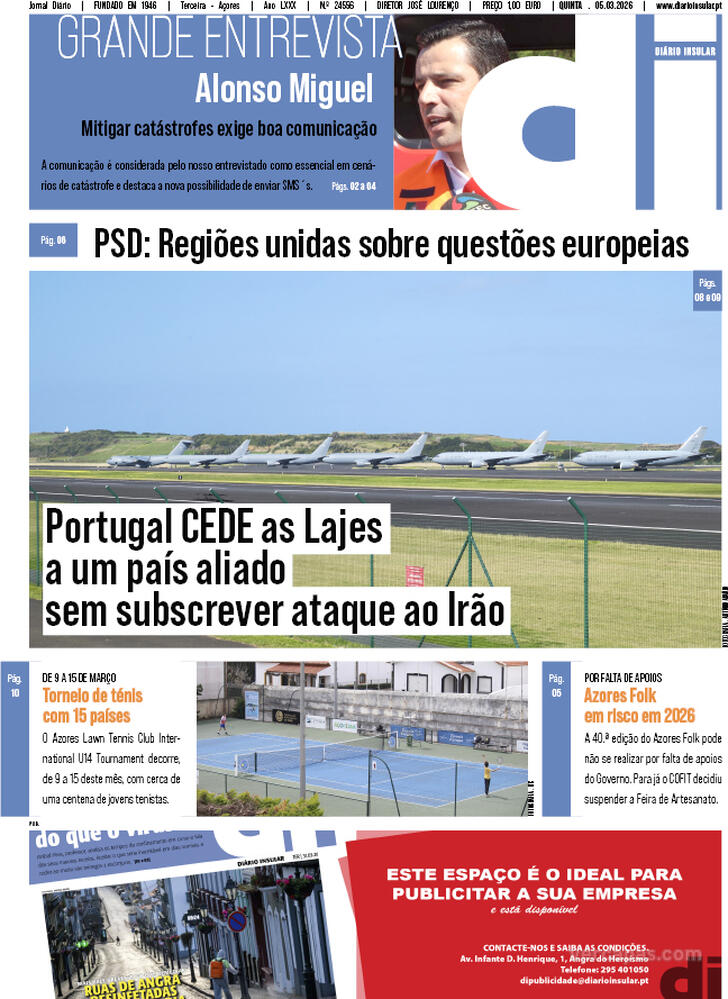 Capa Di�rio Insular - 2026-03-05