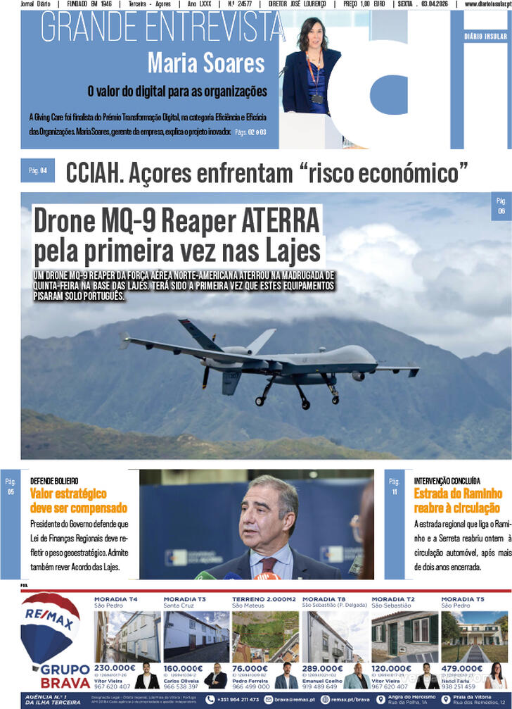 Capa Di�rio Insular - 2026-04-03