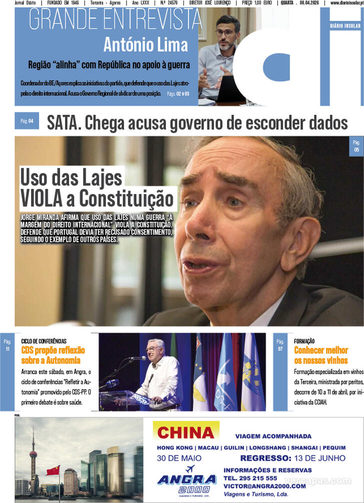 Capa Di�rio Insular - 2026-04-08