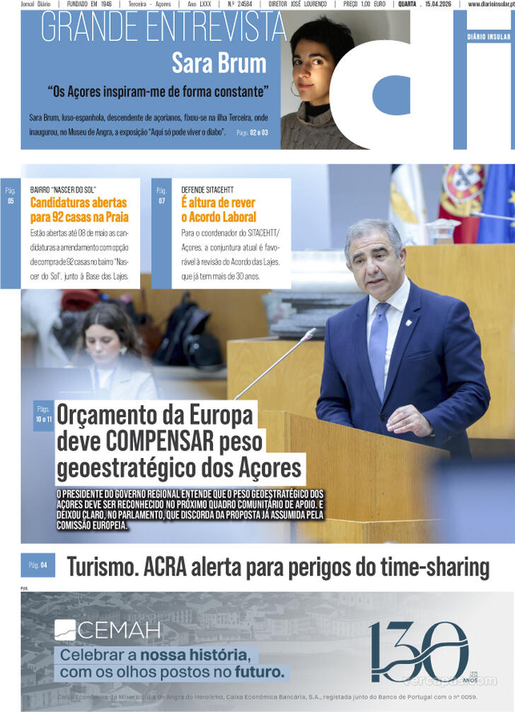 Capa Di�rio Insular - 2026-04-15