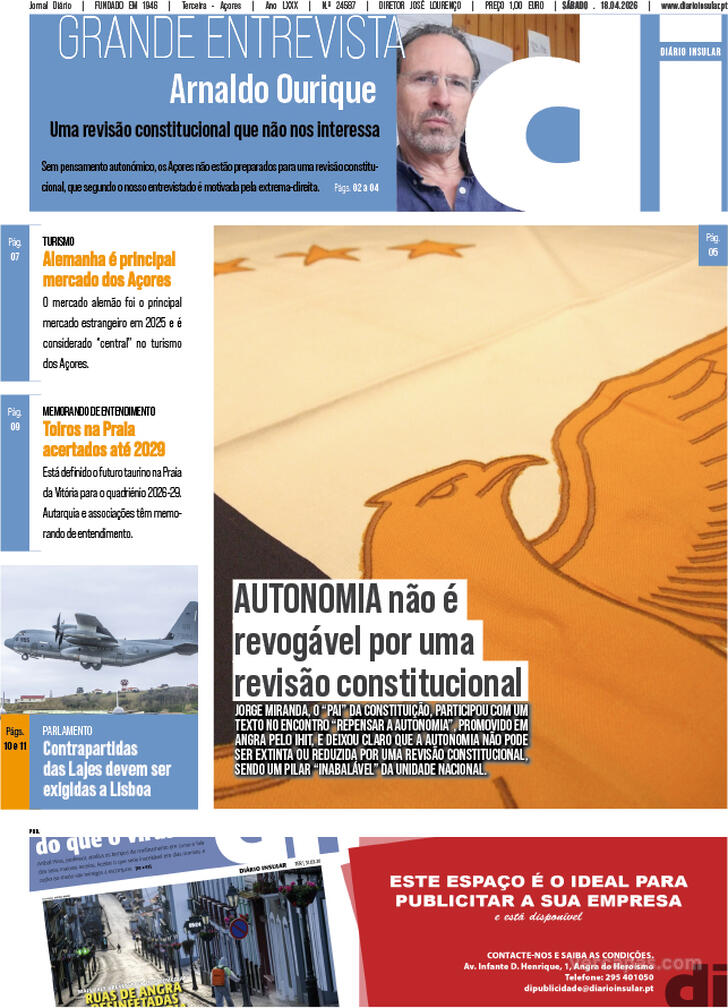 Capa Di�rio Insular - 2026-04-18