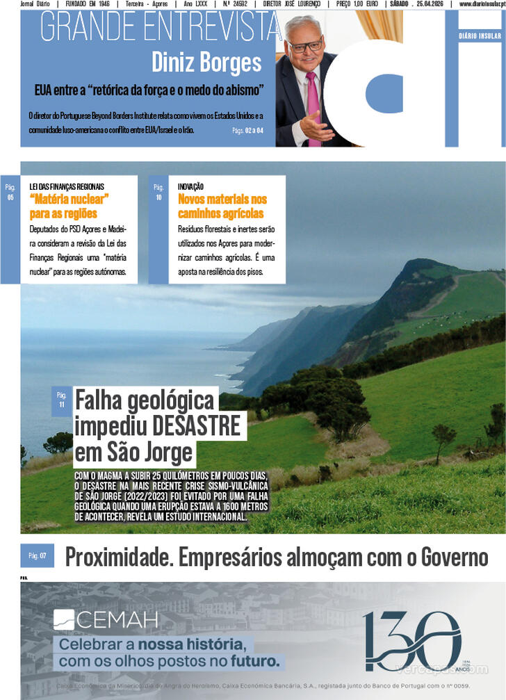 Capa Di�rio Insular - 2026-04-25